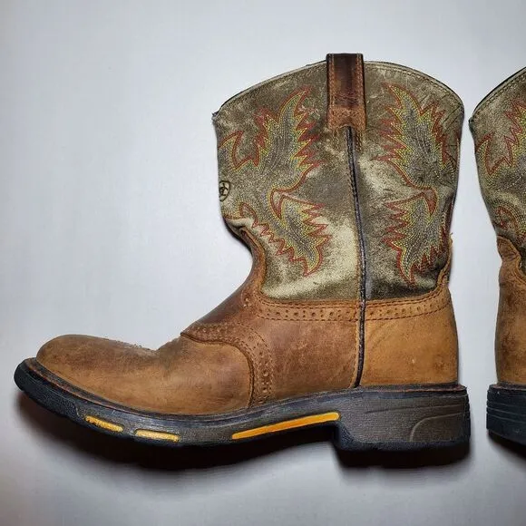 Ariat Kids Workhog Western Work Boots Aged Bark Size 3.5