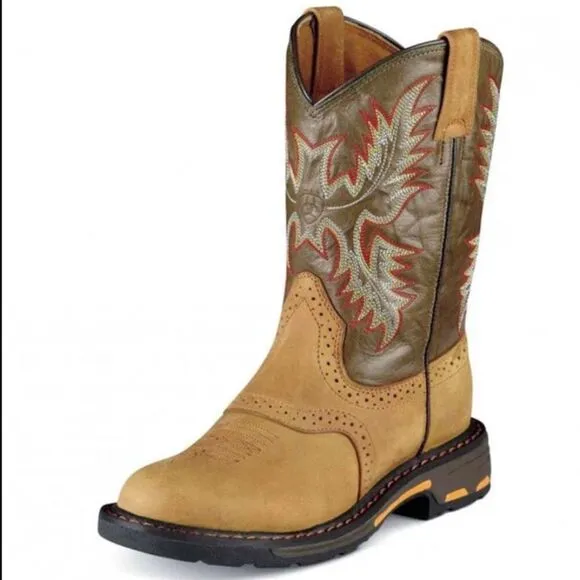Ariat Kids Workhog Western Work Boots Aged Bark Size 3.5