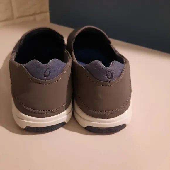 OluKai Shoes Mens 12 Gray Brown Lae Ahi Slip On Comfort Boat Beach Sneakers