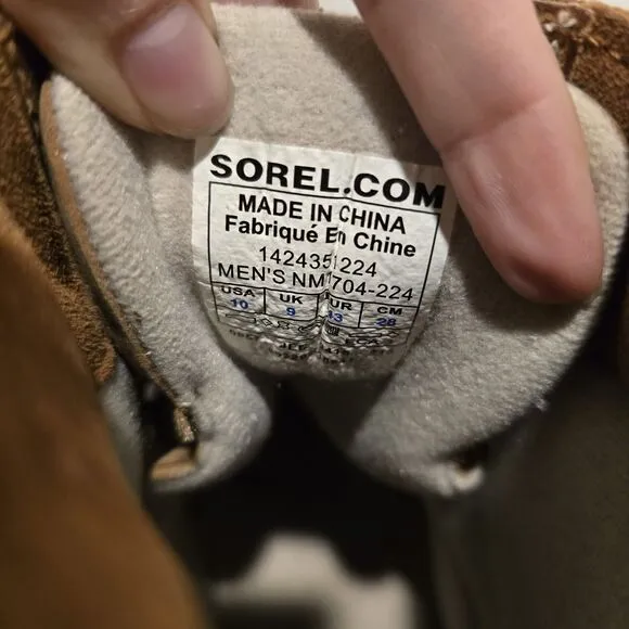 Sorel Cheyanne Waterproof Winter Duck Boots 10 M Mens Brown Leather Insulated